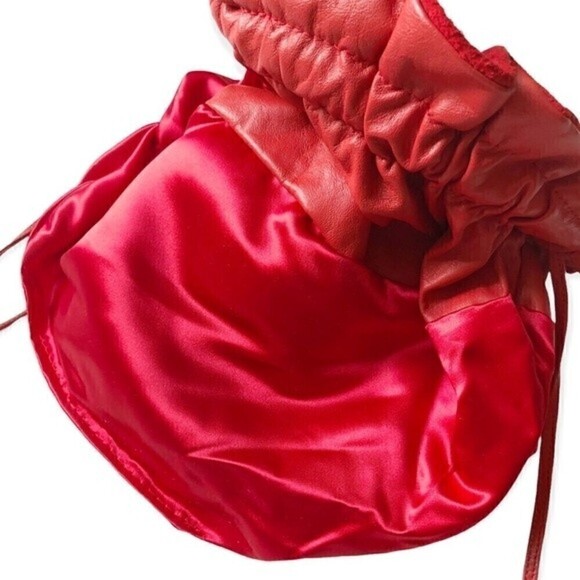 Vtg Gail Marcus NY Slouchy Bag Purse Red Suede Pouch Bag Clutch Crossbody - Picture 11 of 15
